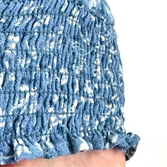 Reformation Elle Dress Size 0 Blue Floral Mini Short Puff Sleeve Smocked Top - Picture 7 of 7
